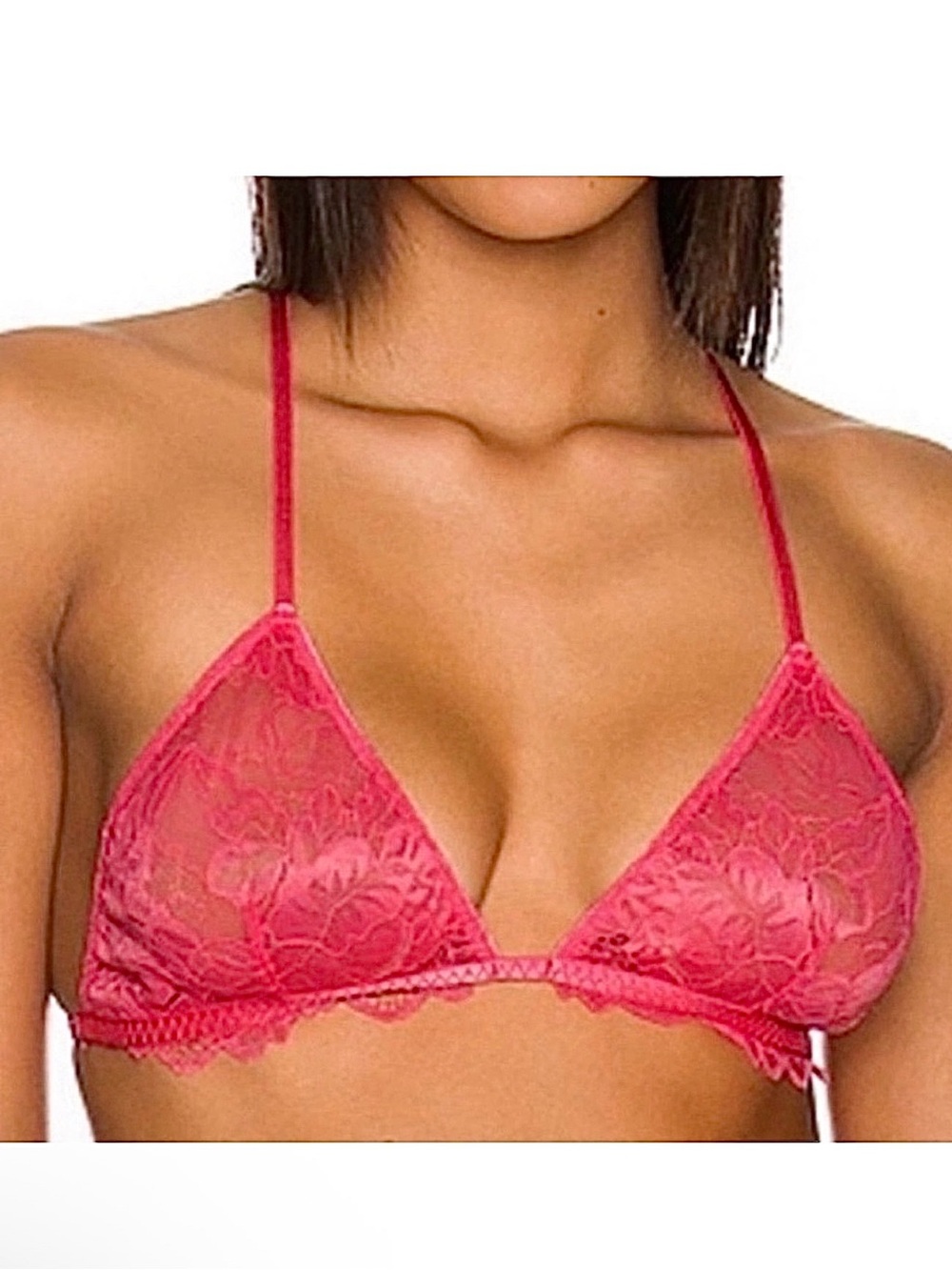HP🔥NWOT Free People Everyday Triangle Lace Sheer Pink Bralette